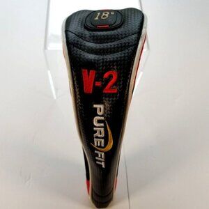 Golf V-2 Pure Fit 18° Head cover Zipper Open and Close Black Red White Piping